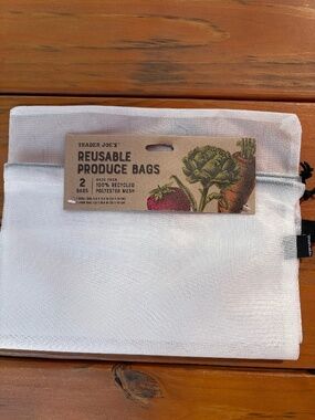 NWT Free w/Purchase Trader Joe's Reusable Produce Bags Pack of 2, Small, Large